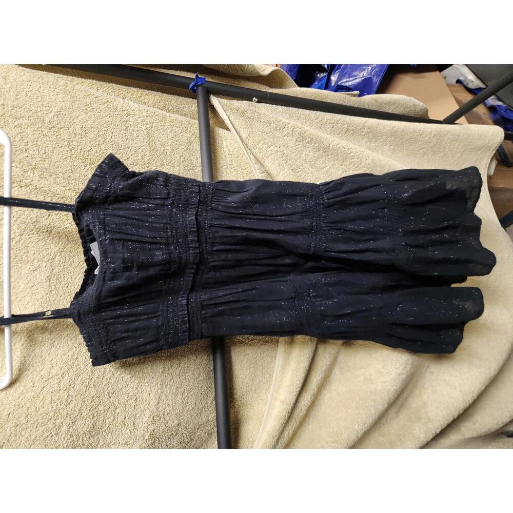 Gap Girls Black Spaghetti Strap Dress with Metallic Thread – Size 5